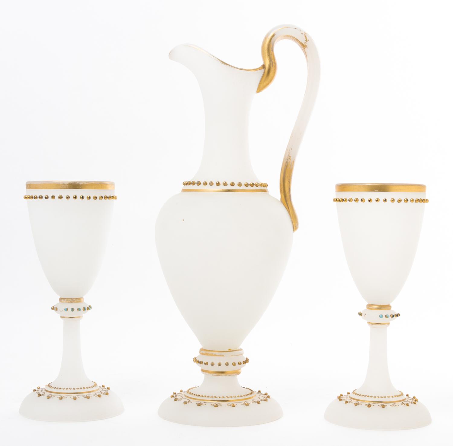 An Opaline Glass Drink Set Height of tallest 14 1/4 inches. — 19TH CENTURY