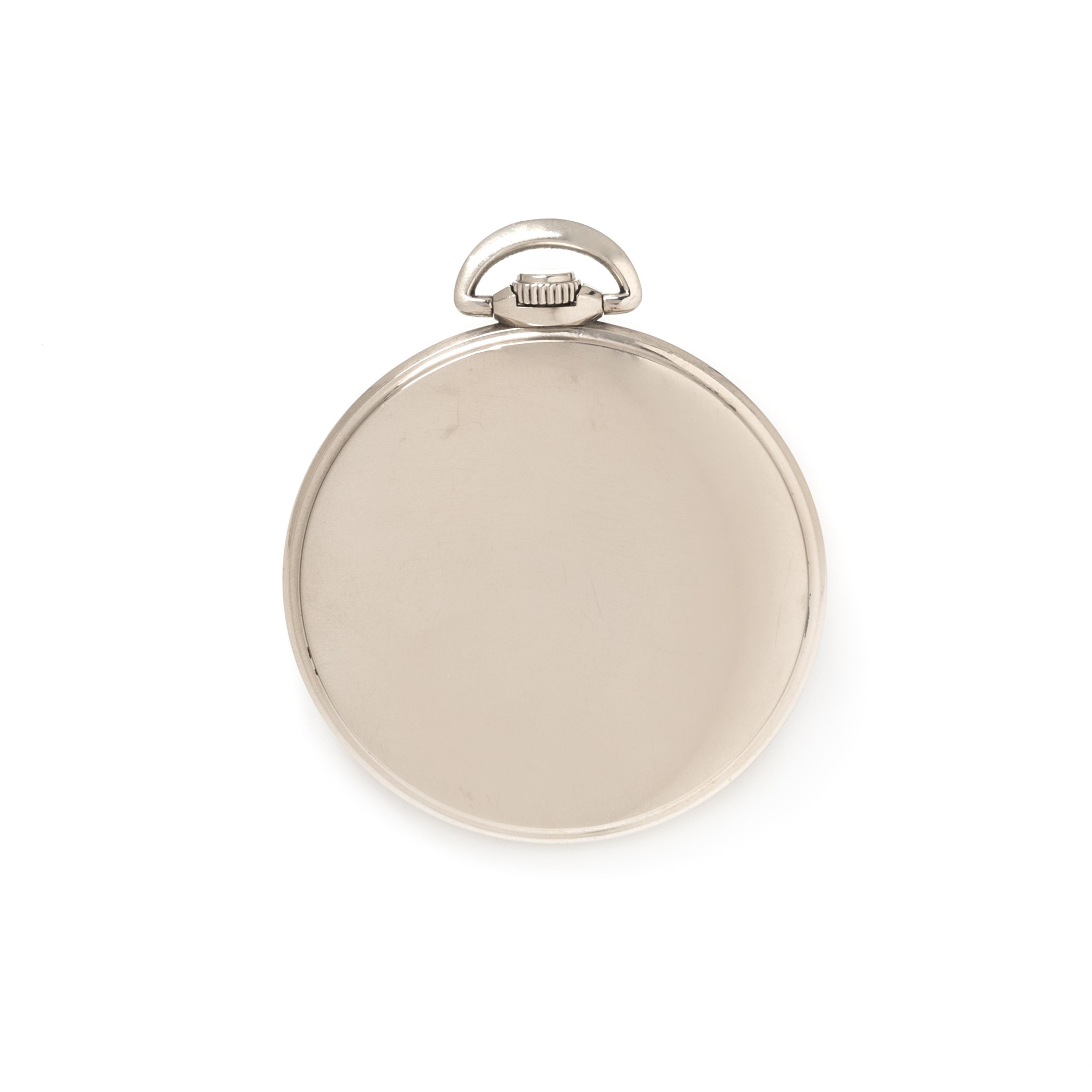 WALTHAM, ART DECO, 14K WHITE GOLD OPEN FACE POCKET WATCH