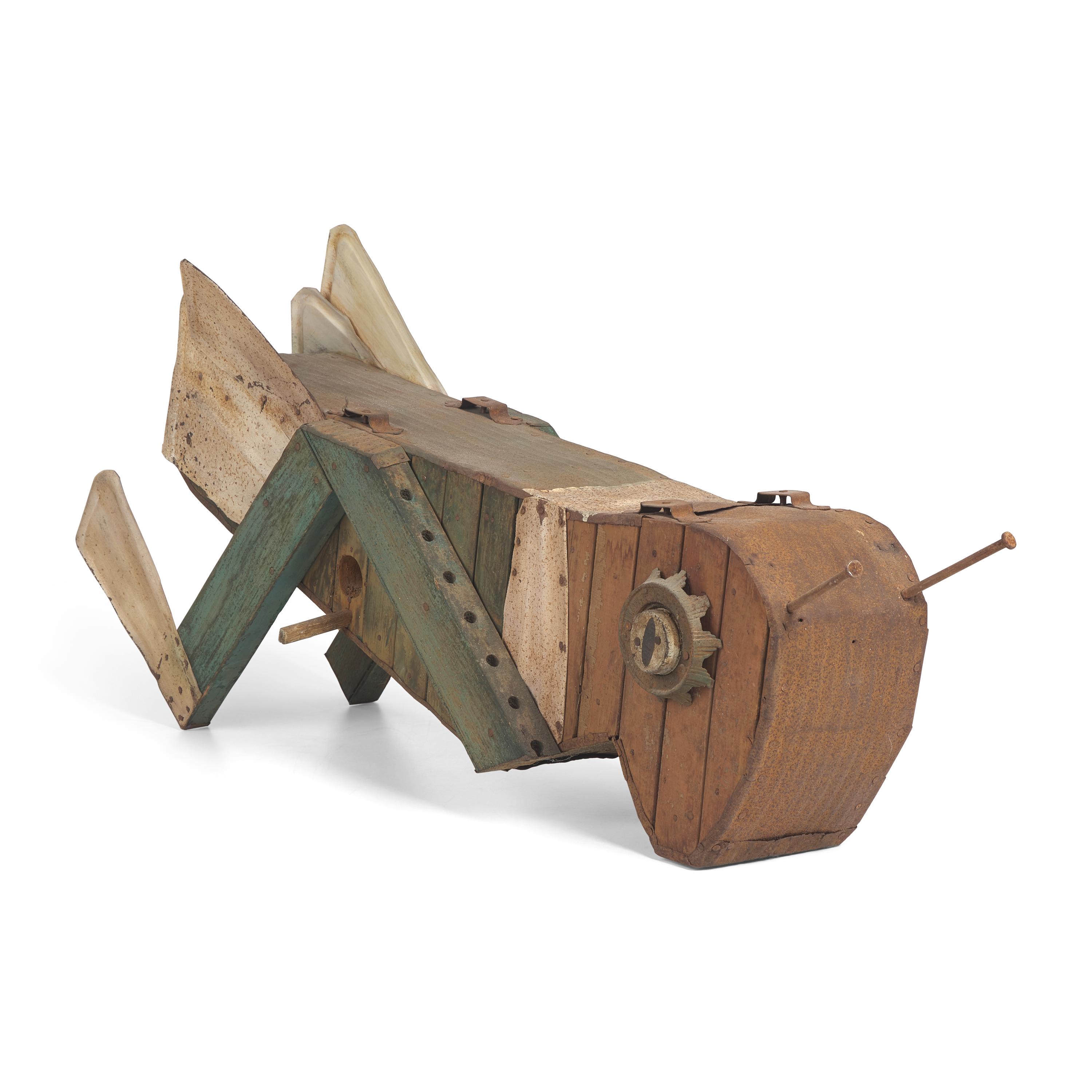 A Found Object Grasshopper-Form Bird House