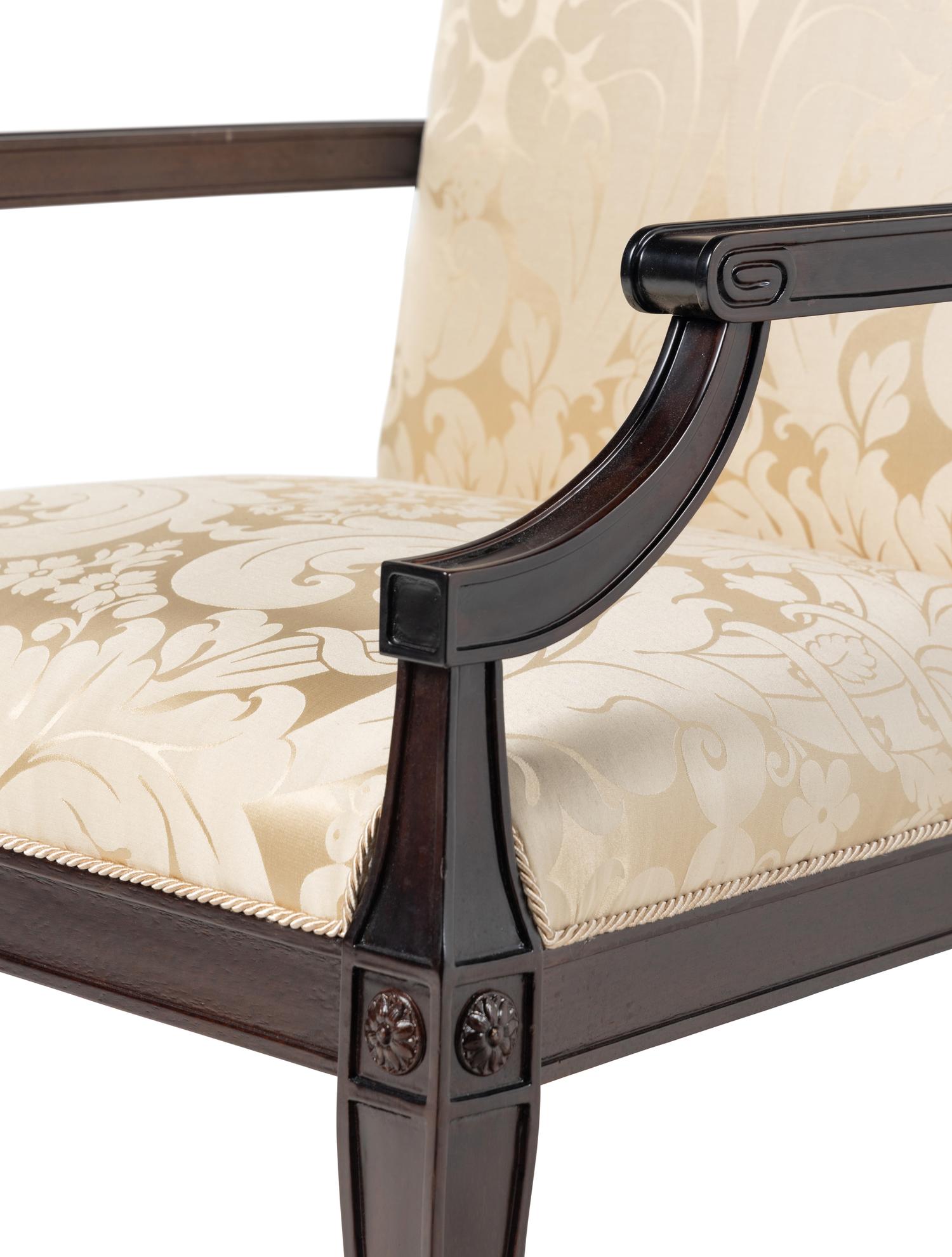 A Set of Sixteen Contemporary Damask-Upholstered Dining Chairs