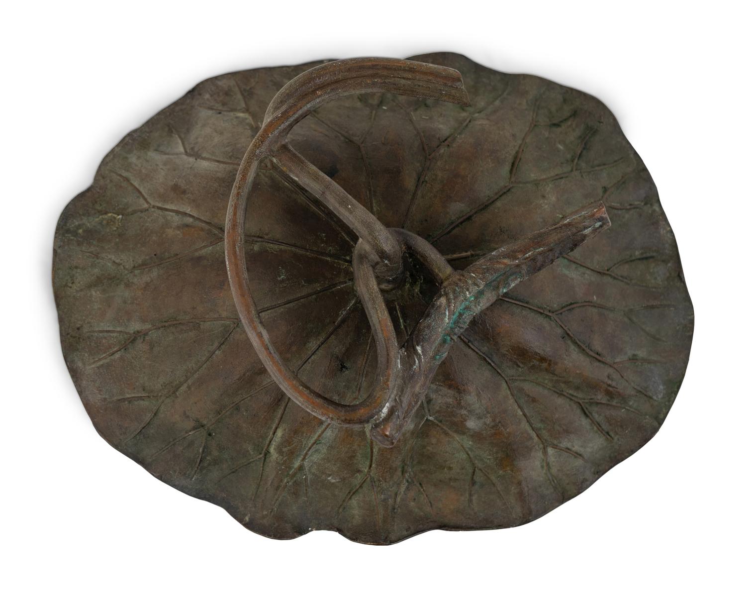 A Japanese Meiji Bronze Lotus Leaf Bowl with Frog — 19TH/20TH CENTURY
