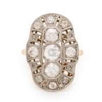 Diamond, Platinum, and Yellow Gold Ring