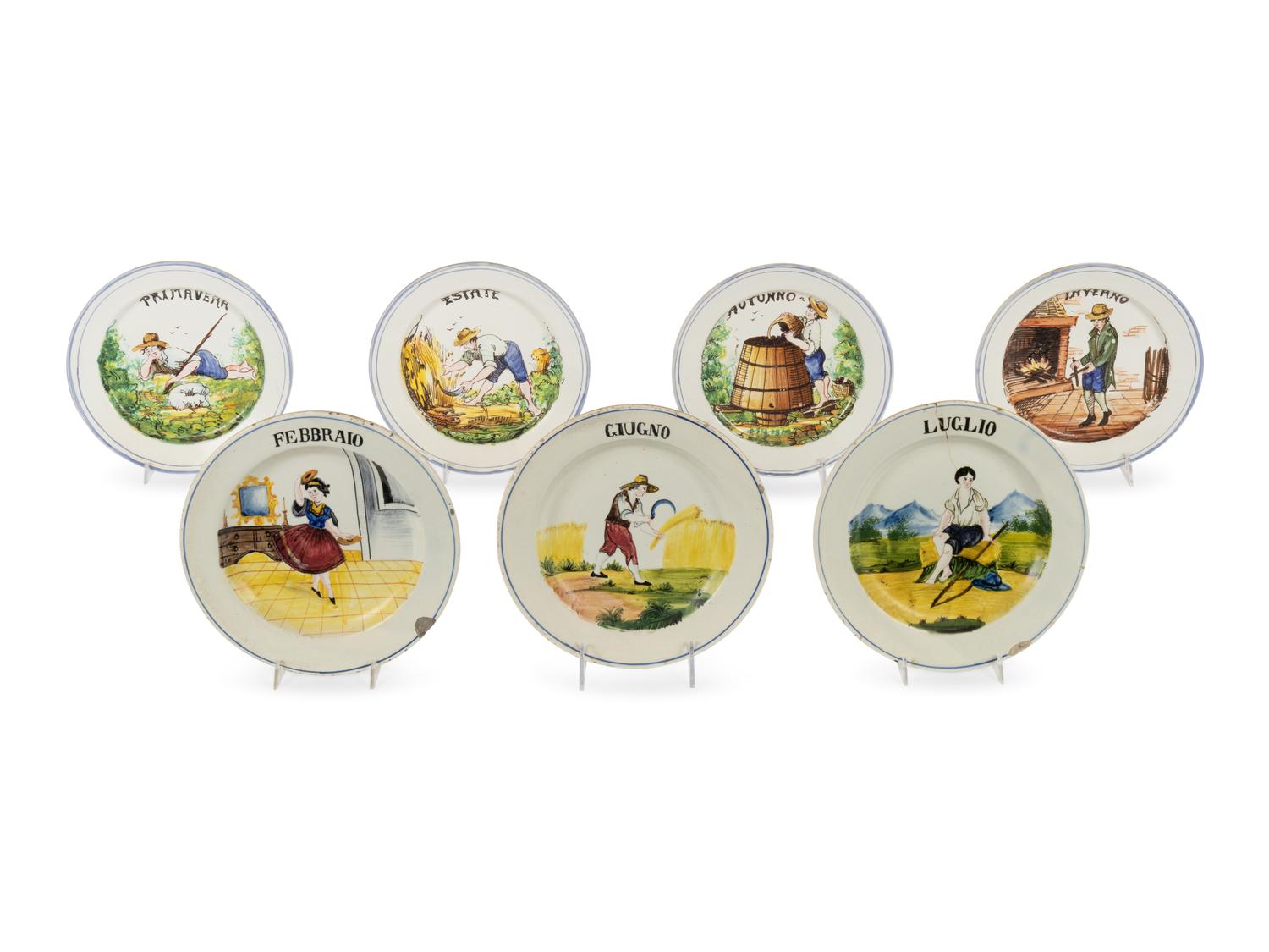 A Group of Italian Faience Four Seasons Plates