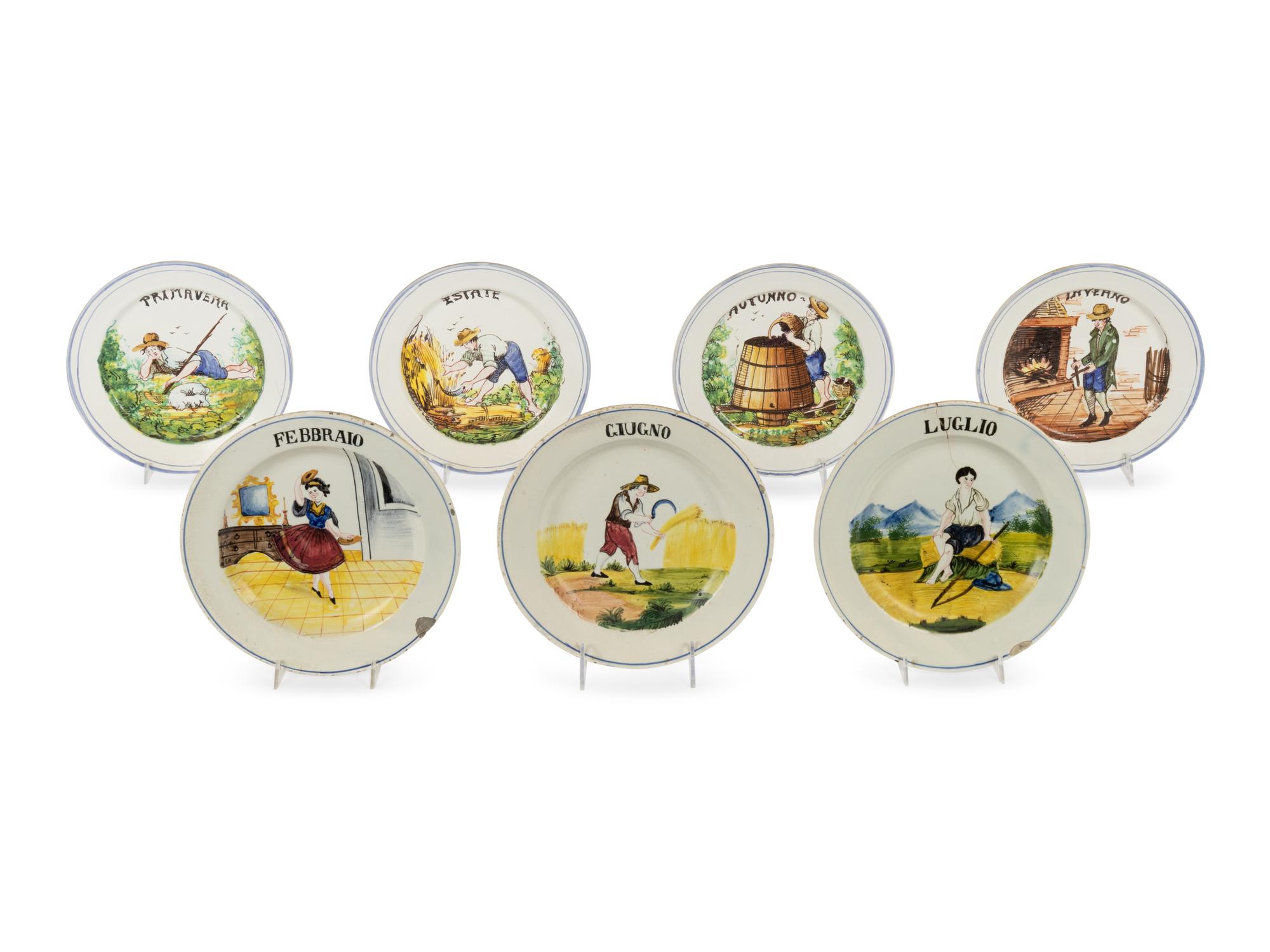 A Group of Italian Faience Four Seasons Plates