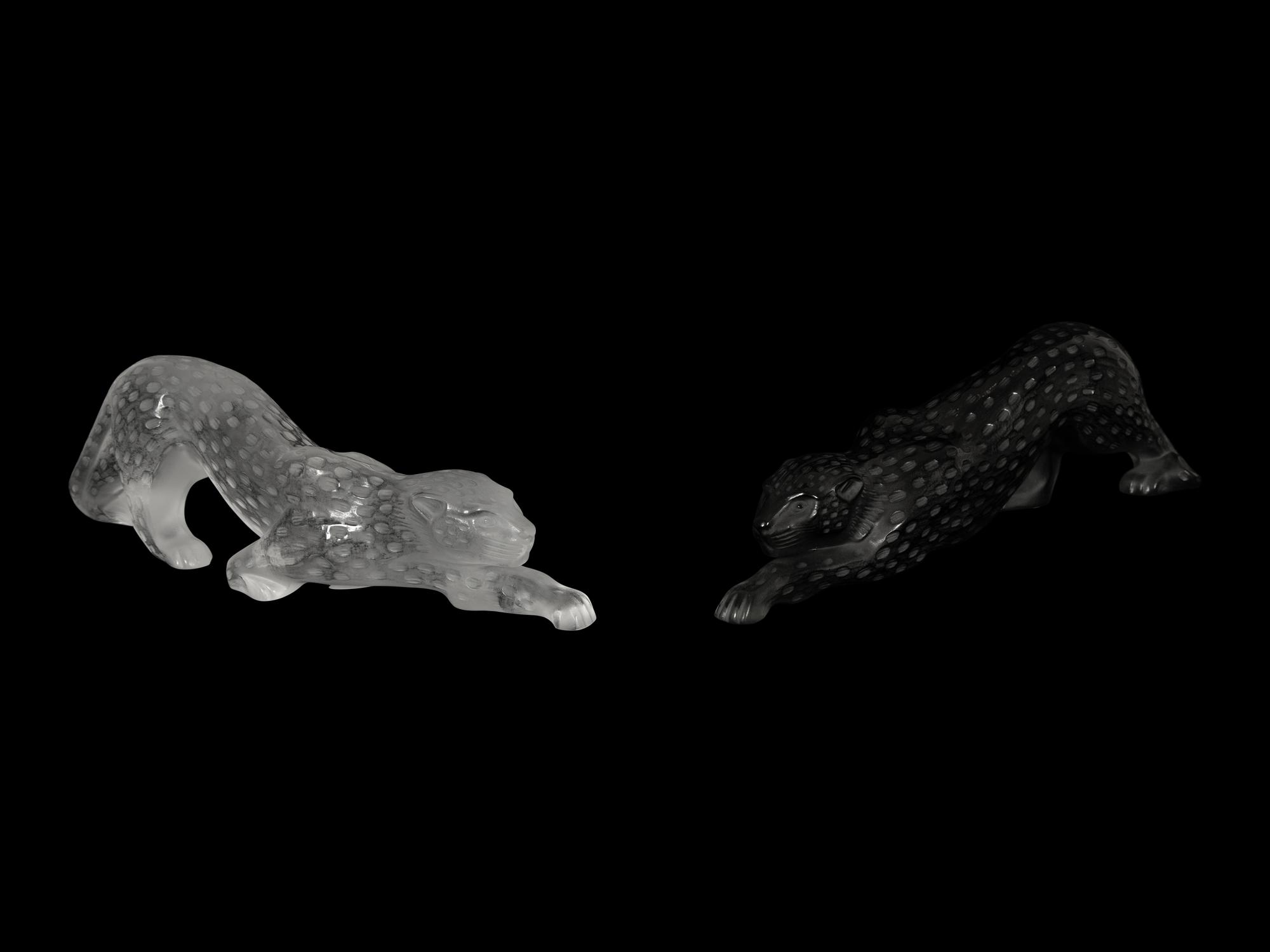 Two Lalique Zeila Panther Sculptures