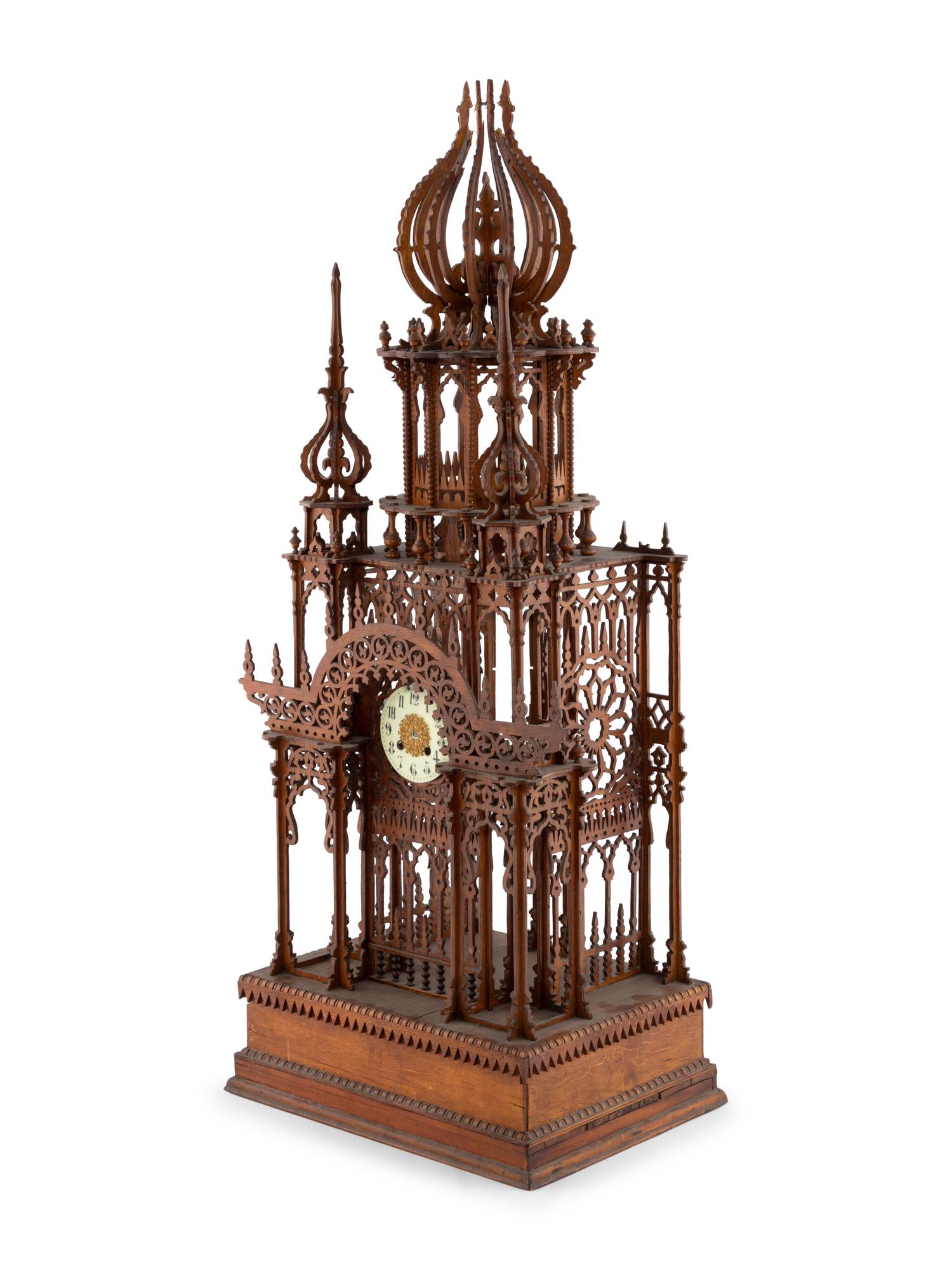 A Tramp Art Architectural Clock