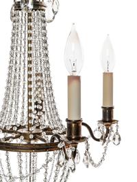 An Empire Style Brass and Cut Glass Five-Light Chandelier