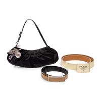 Prada, Satin Handbag & Two Belts