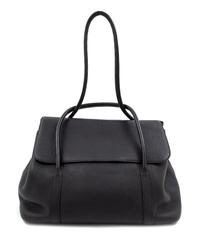 An Hermès Black Togo Martin Margiela Design Initiale Bag, 9.5" H x 12.5" W x 6" D; Handle drop: 10".