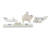 Four Japanese Blue and White Porcelain Scholar's Objects