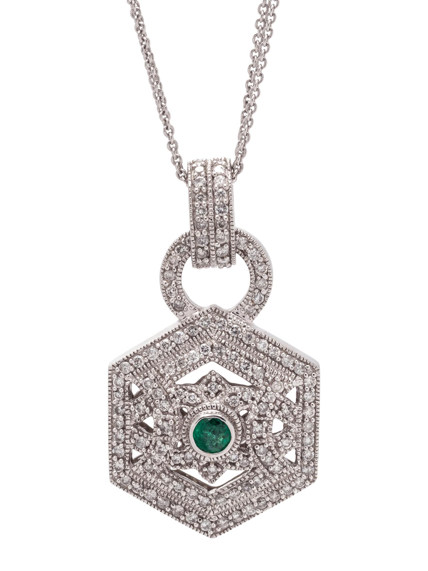 EMERALD AND DIAMOND PENDANT/NECKLACE