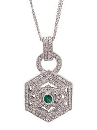 EMERALD AND DIAMOND PENDANT/NECKLACE