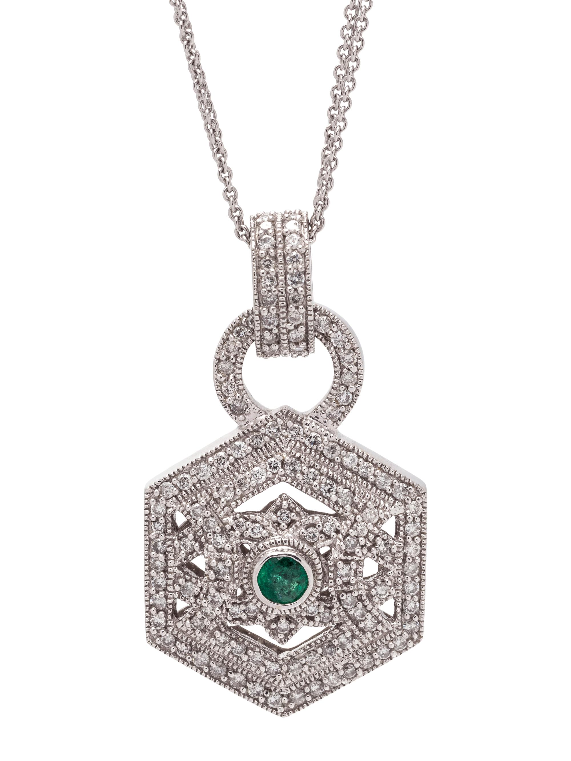 EMERALD AND DIAMOND PENDANT/NECKLACE