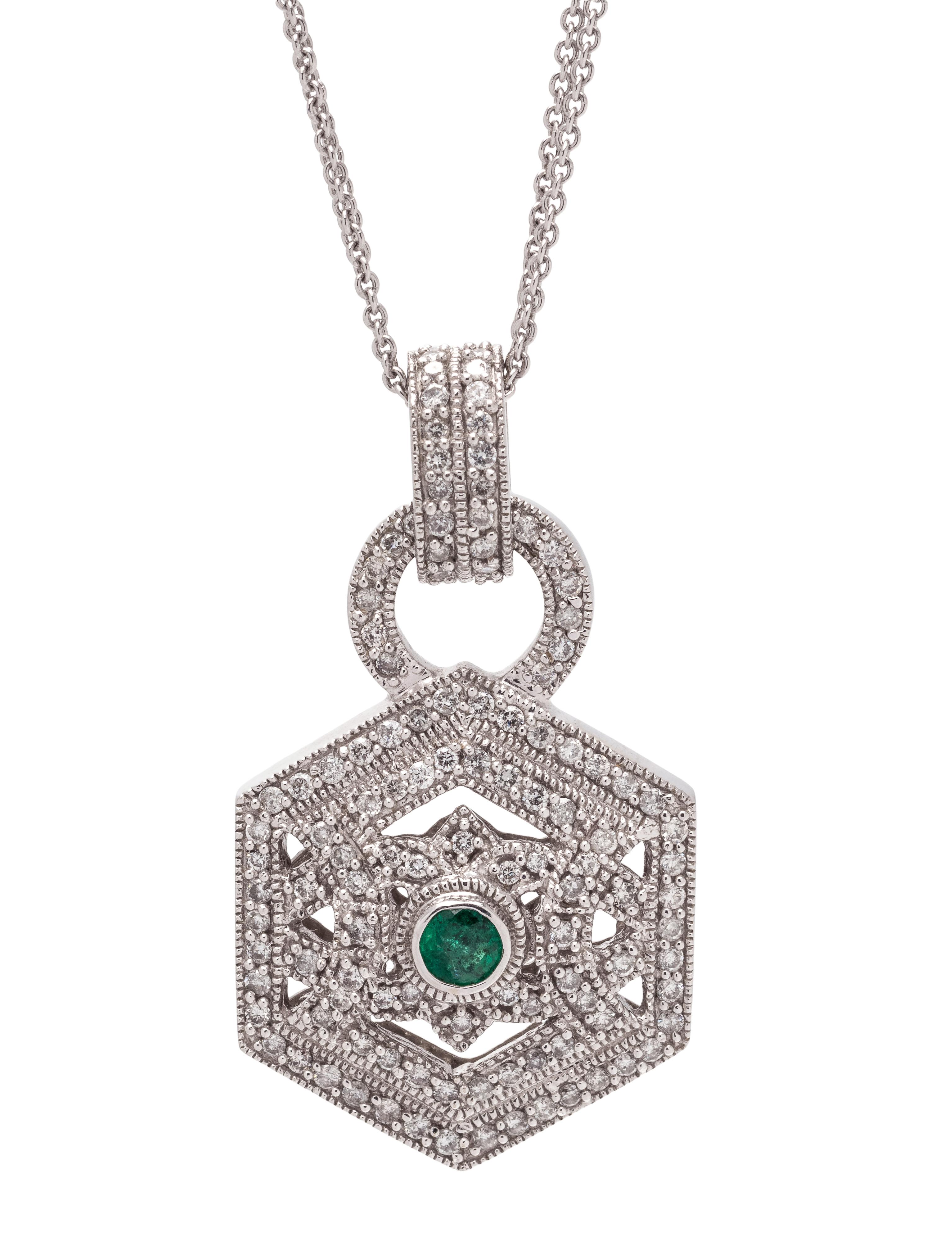 EMERALD AND DIAMOND PENDANT/NECKLACE