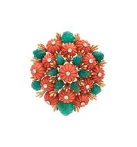 David Webb, Coral, Emerald and Diamond Pendant/Brooch