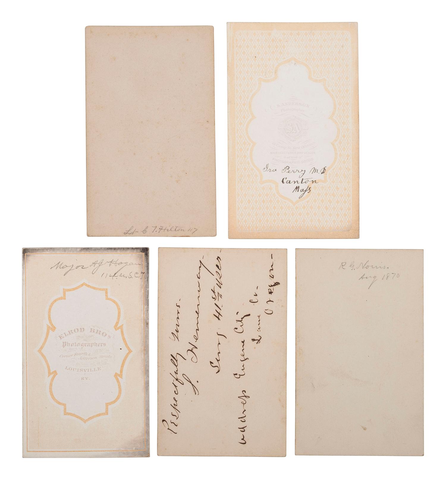 [MILITARIA] -- [TEXAS]. A collection of 14 CDVs, many taken in Brownsville, Texas, including portraits of officers, local residents, and notable locations, including: