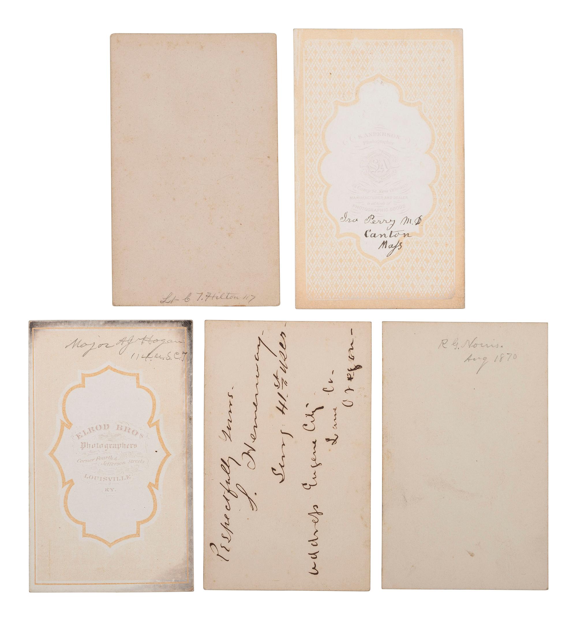 [MILITARIA] -- [TEXAS]. A collection of 14 CDVs, many taken in Brownsville, Texas, including portraits of officers, local residents, and notable locations, including: