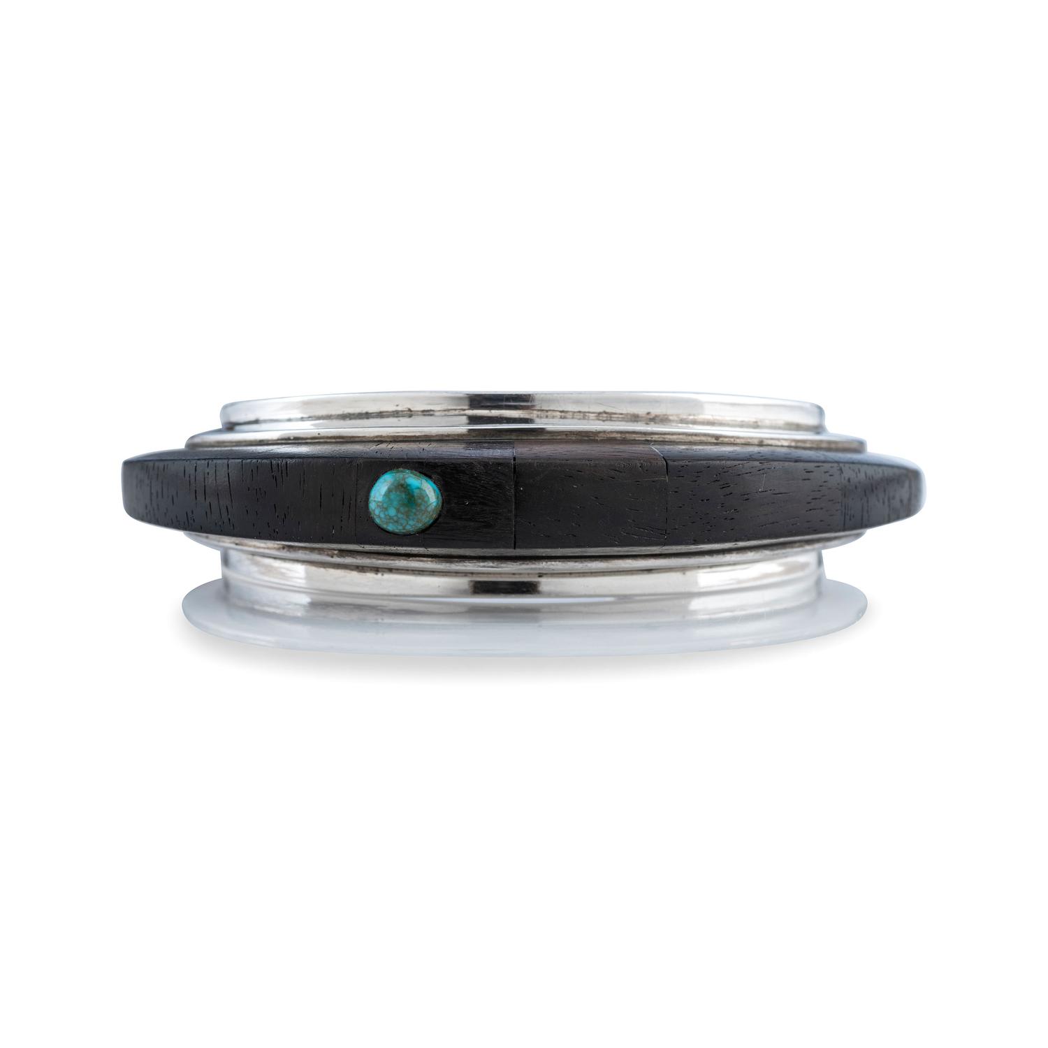 Silver Cuff Bracelet, with Ironwood, Turquoise, and Coral