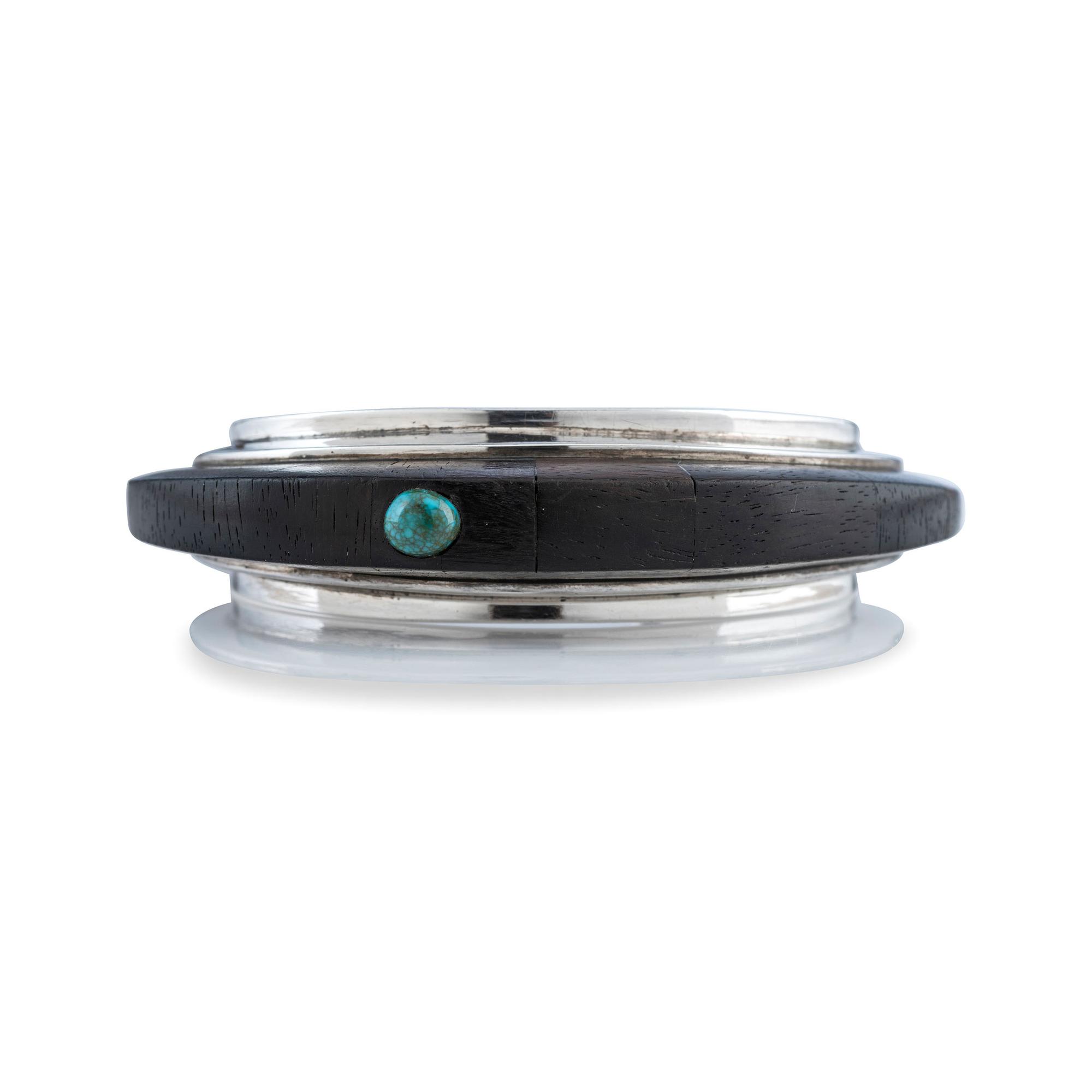Silver Cuff Bracelet, with Ironwood, Turquoise, and Coral