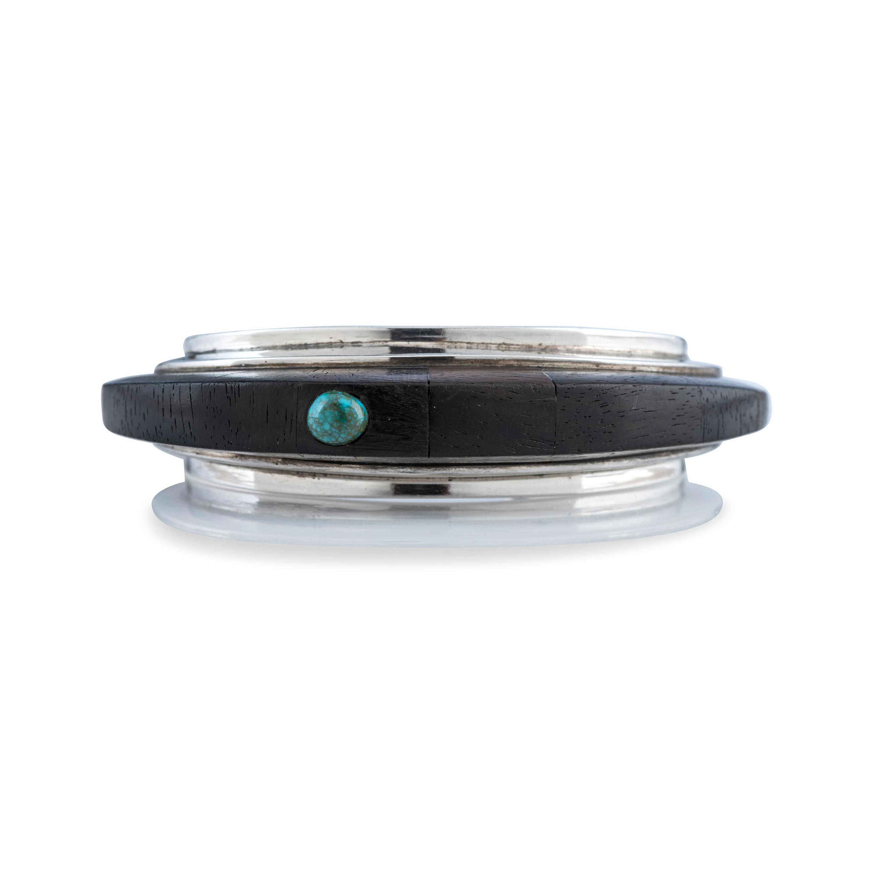 Silver Cuff Bracelet, with Ironwood, Turquoise, and Coral