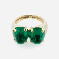 A Yellow Gold and Sugarloaf Emerald Ring