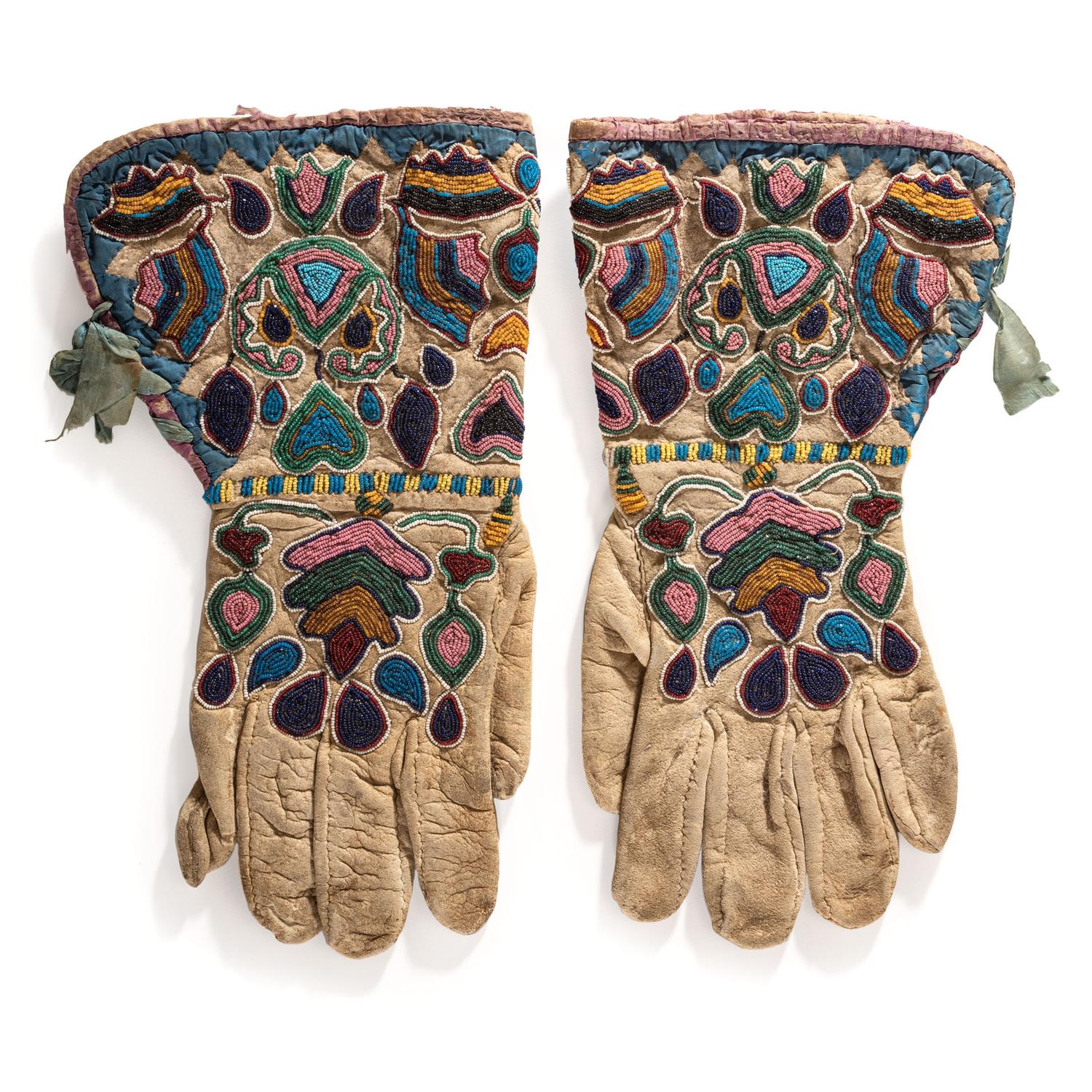 Apsáalooke (Crow) Beaded Hide Gauntlets