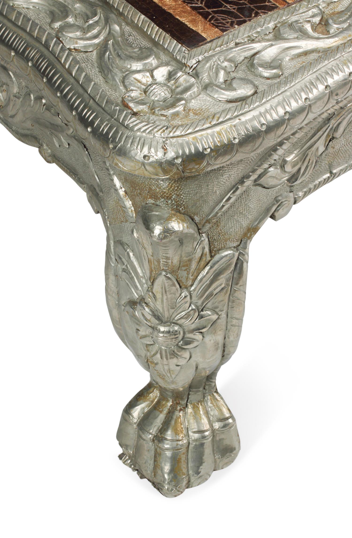 An Anglo-Colonial Style Metal-Clad and Chinoiserie-Top Low Table