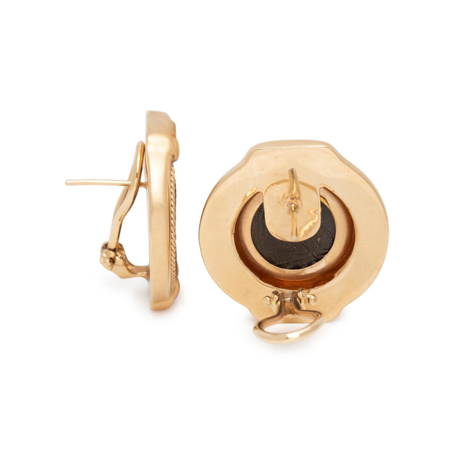 YELLOW GOLD AND COIN EARCLIPS