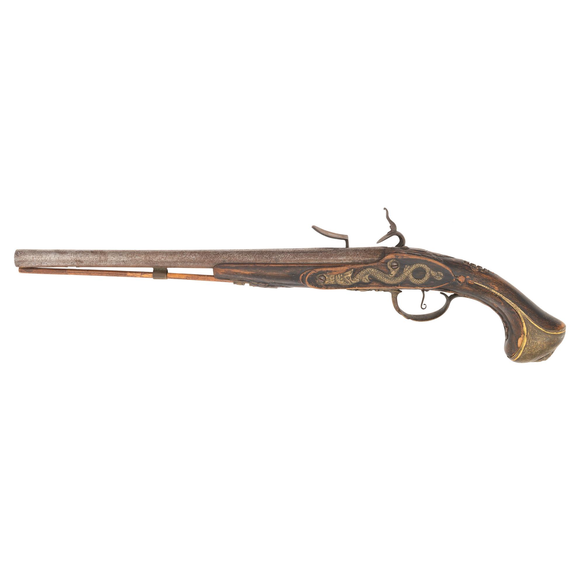 Extremely Rare Serpent Side Plate Flintlock Trade Pistol