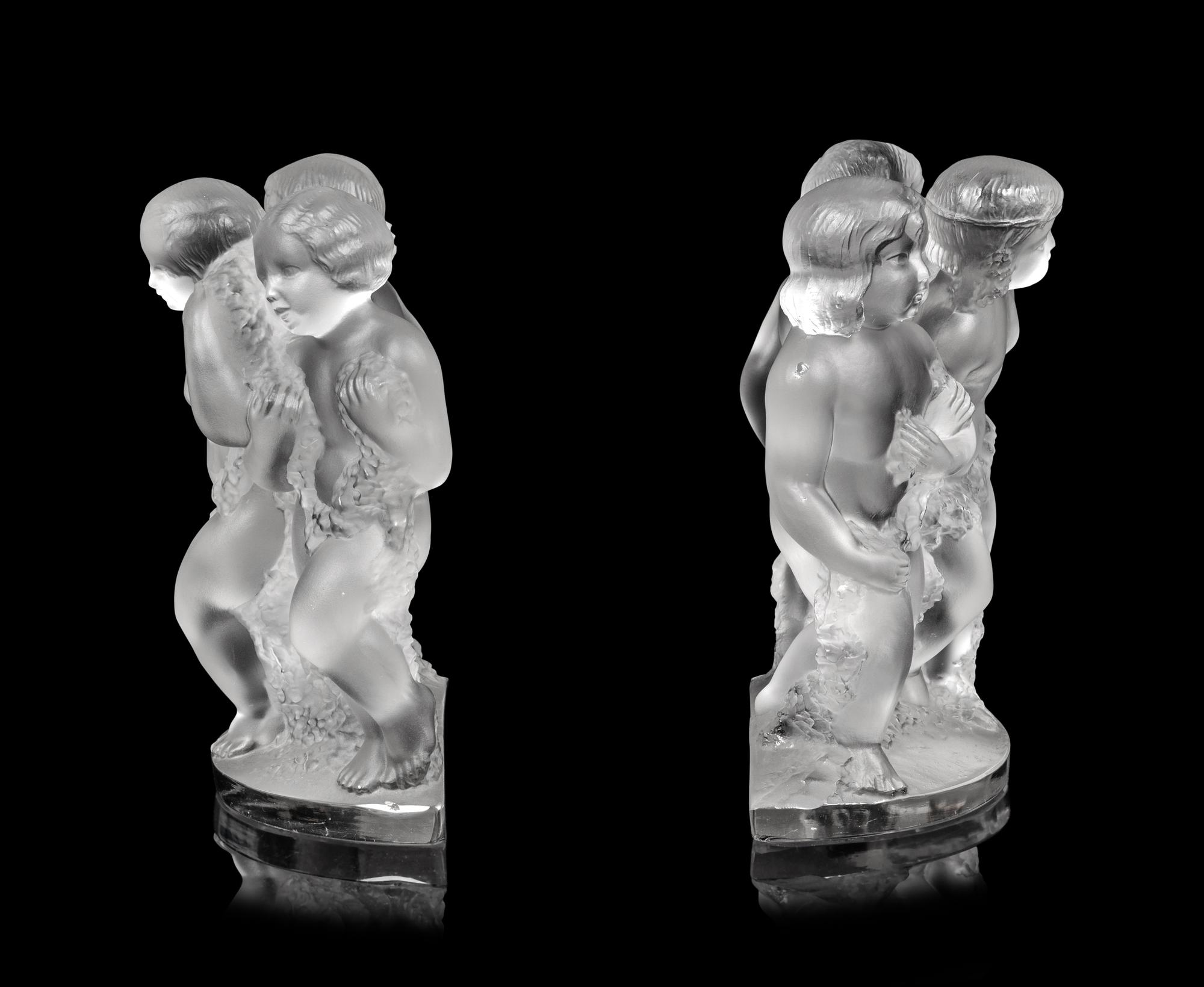 A Pair of Lalique Luxembourg Bookend Sculptures