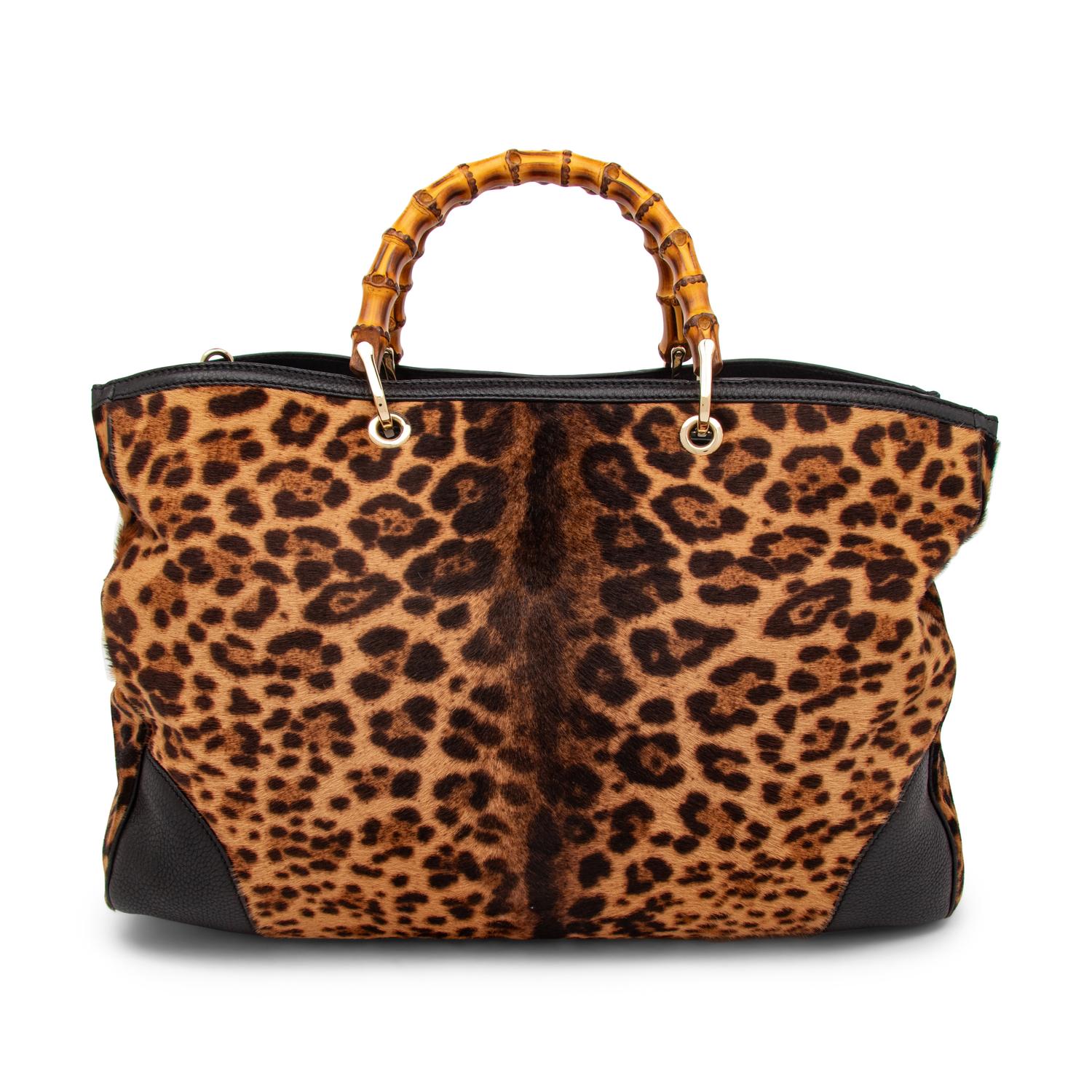 Gucci, Jaguar-Print Pony Bamboo Shopper Tote