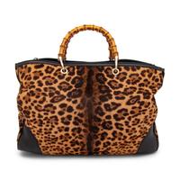Gucci, Jaguar-Print Pony Bamboo Shopper Tote