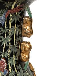 A Pair of Large Famille Noir Porcelain Floor Vases