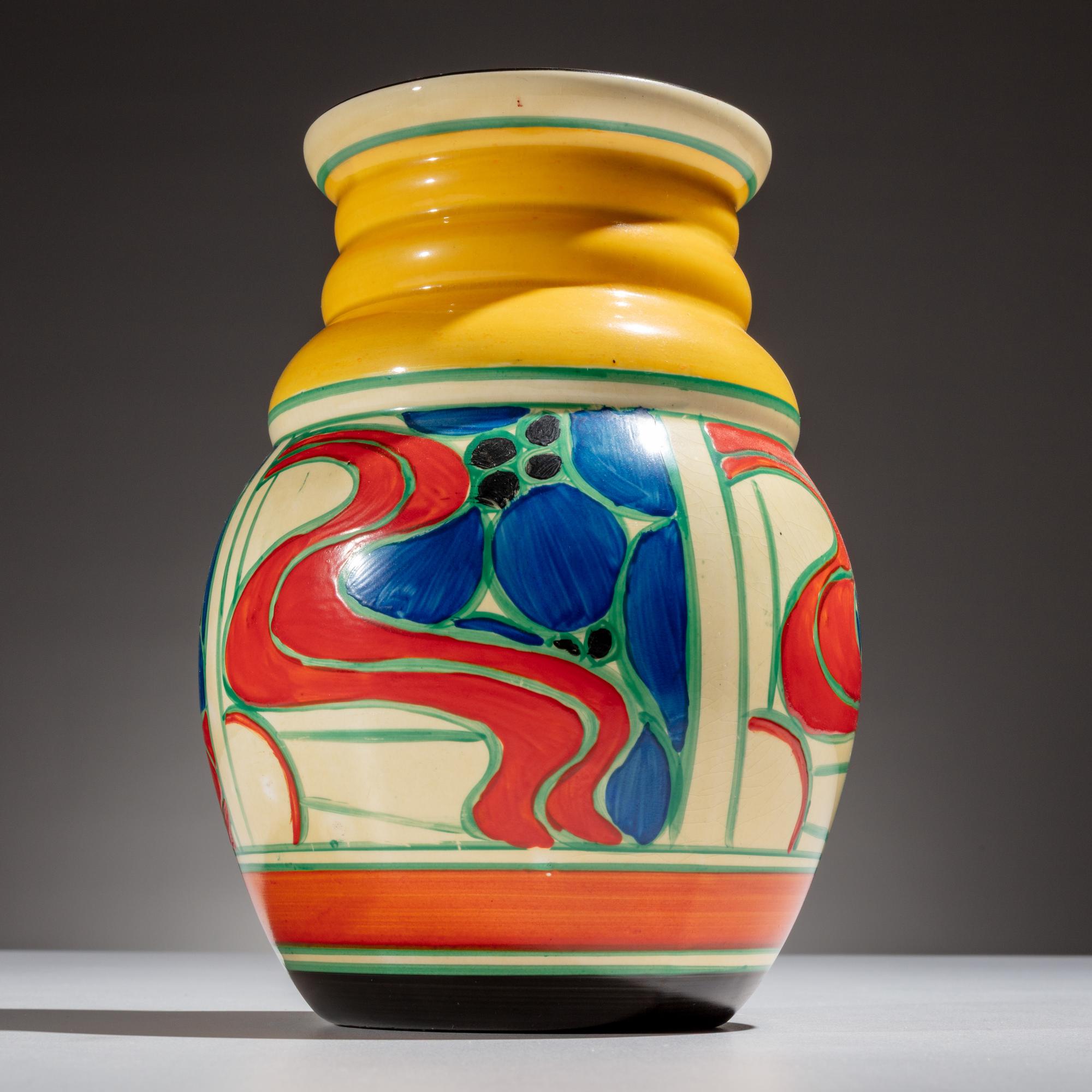 Clarice Cliff (English, 1899–1972) — Sunrise pattern, 5 pieces