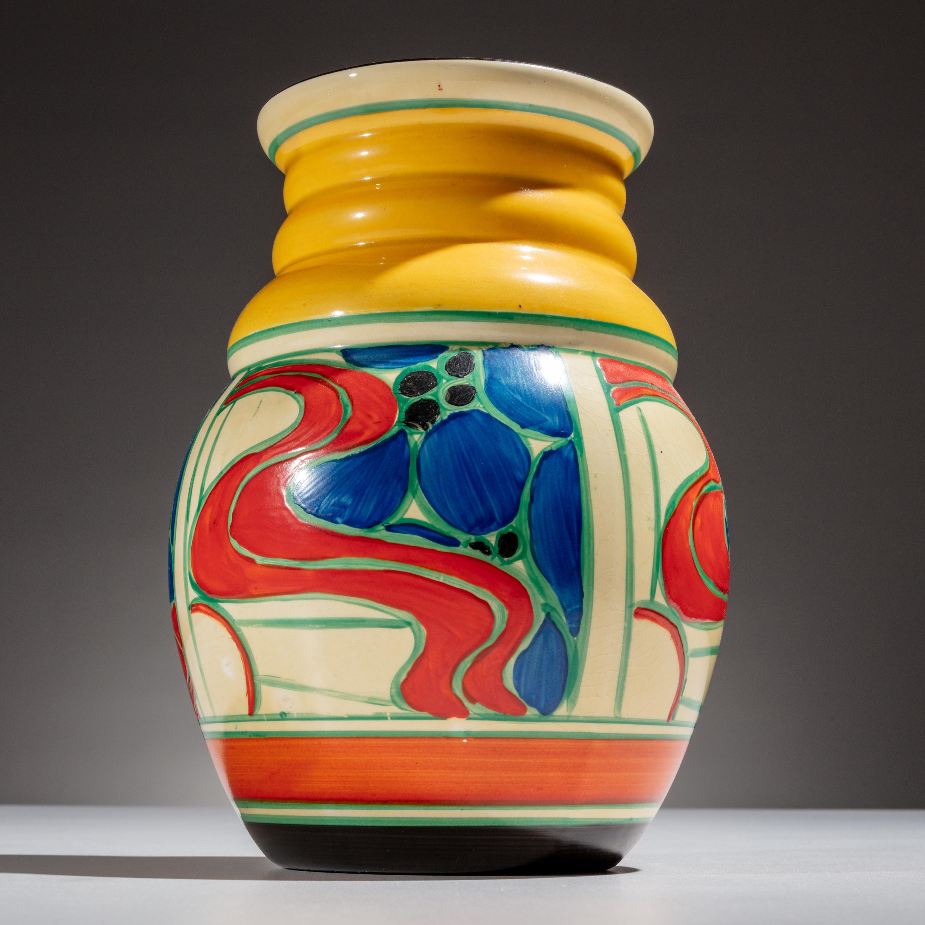 Clarice Cliff (English, 1899–1972) — Sunrise pattern, 5 pieces