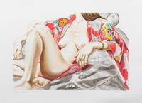 Model in Kimono on Plastic Chair