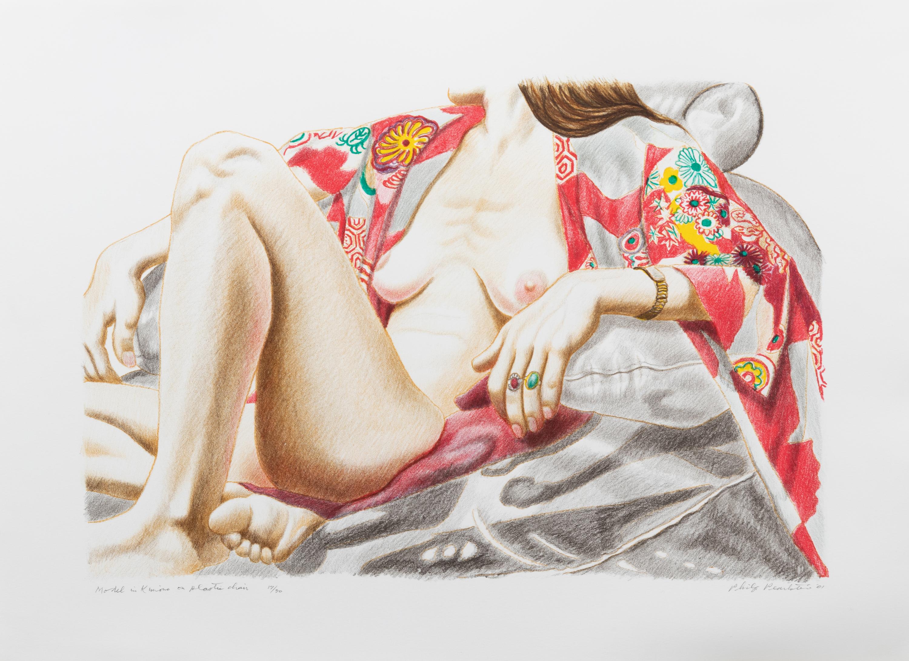 Model in Kimono on Plastic Chair