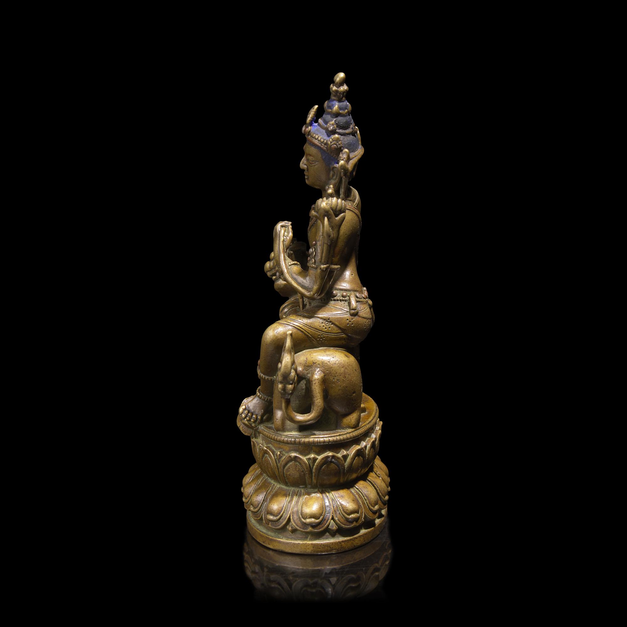 A Pala Revival Silver and Copper-Inlaid Bronze Figure of Manjusri — 帕拉復興風格 錯銀錯紅銅文殊菩薩坐像