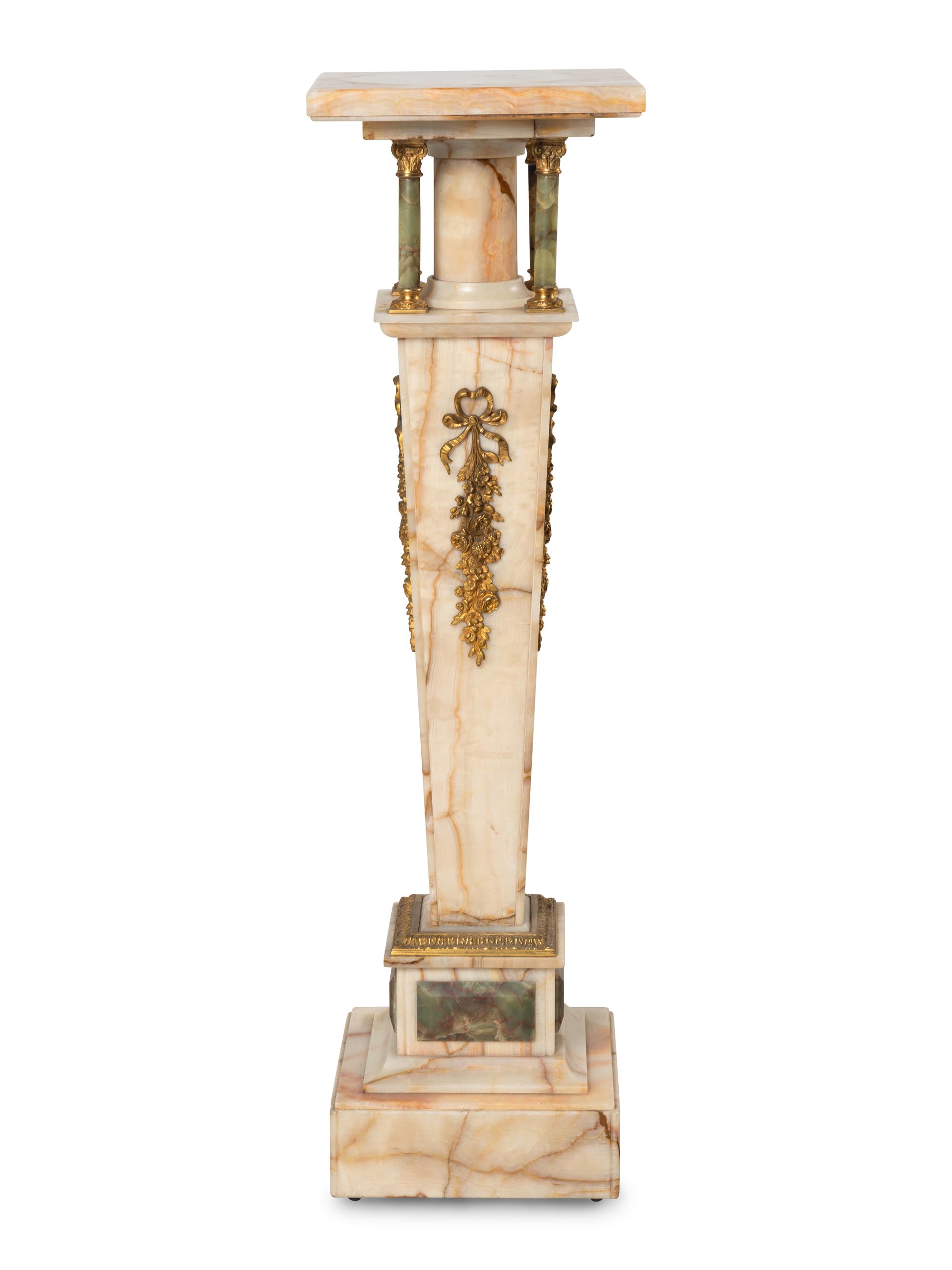 A Gilt Bronze Mounted Onyx Pedestal