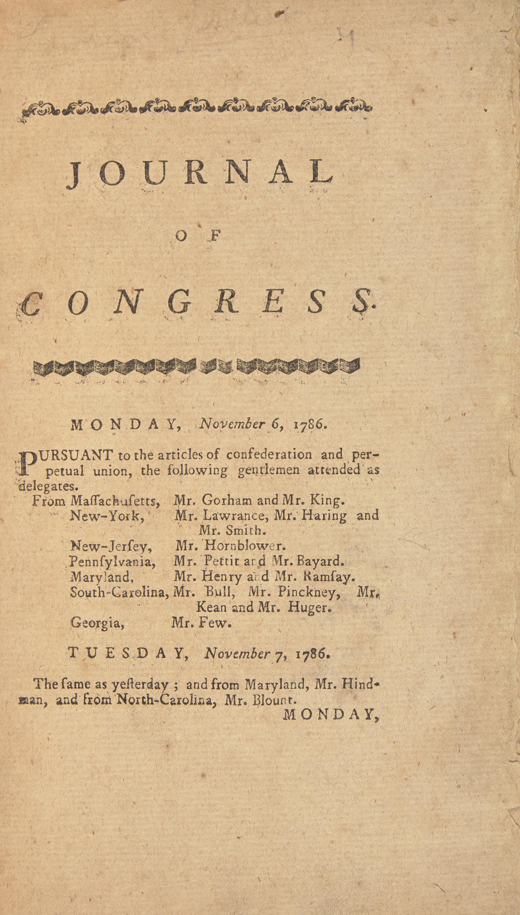 [Constitution] Printing of the Proposed Constitution in the Journals of Congress, Uncut and in Original Boards, 1787