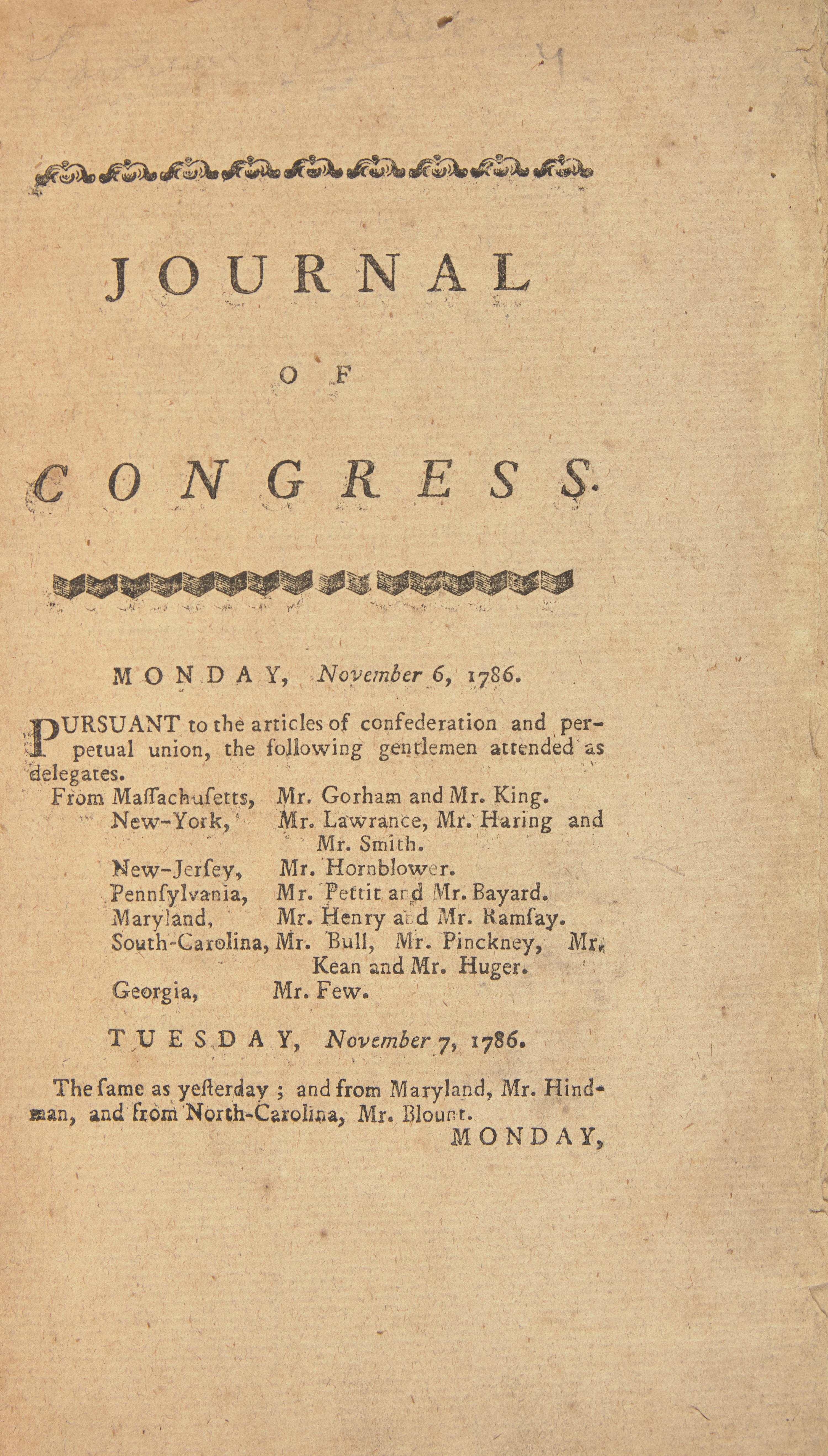 [Constitution] Printing of the Proposed Constitution in the Journals of Congress, Uncut and in Original Boards, 1787