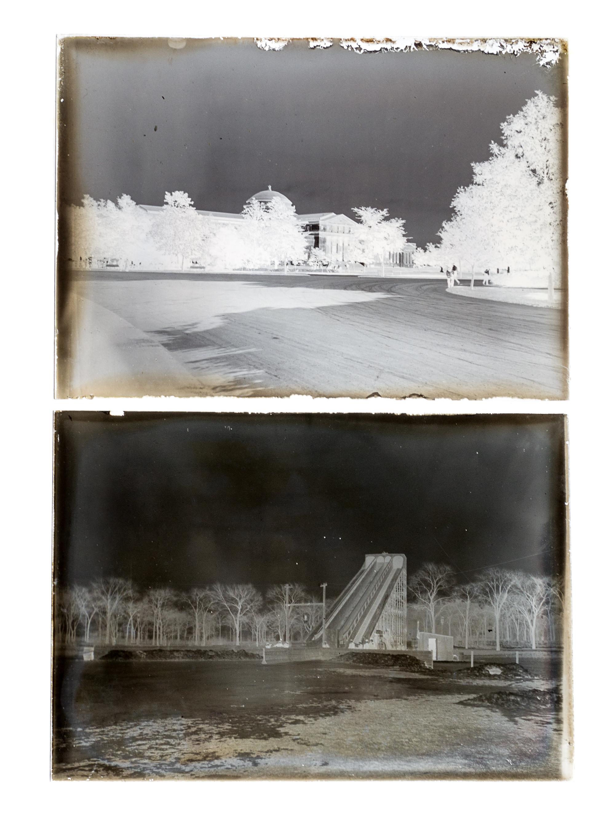 (CHICAGO), PHOTOGRAPHY. A collection of glass plate negatives depicting the Columbian Exposition grounds. Chicago, c. 1900-1905.