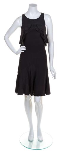 A Chanel Black Silk Ruffle Dress, Size 34.