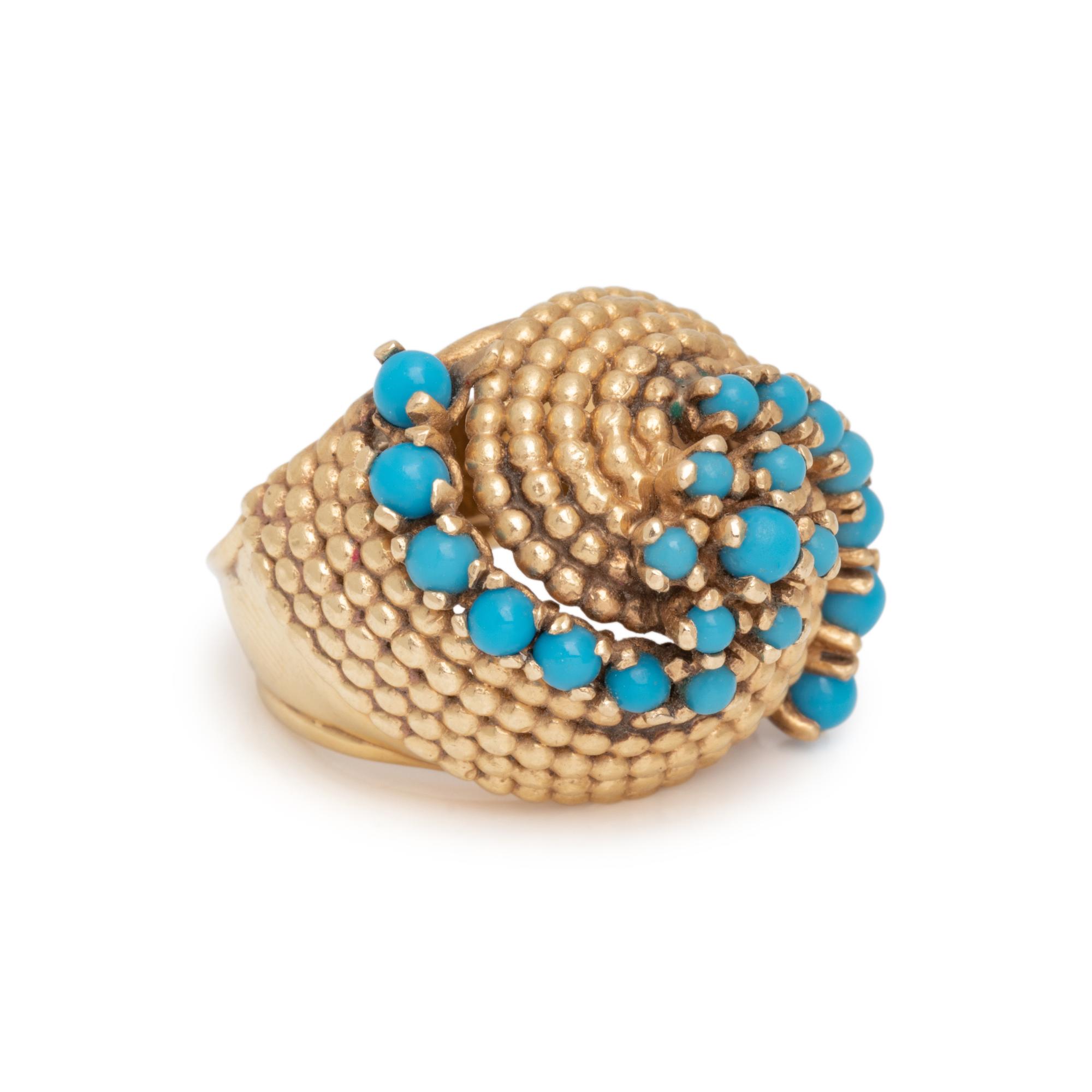 YELLOW GOLD AND TURQUOISE RING