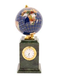 A Tatiana Fabergé Jadeite and Enamel Globe Clock