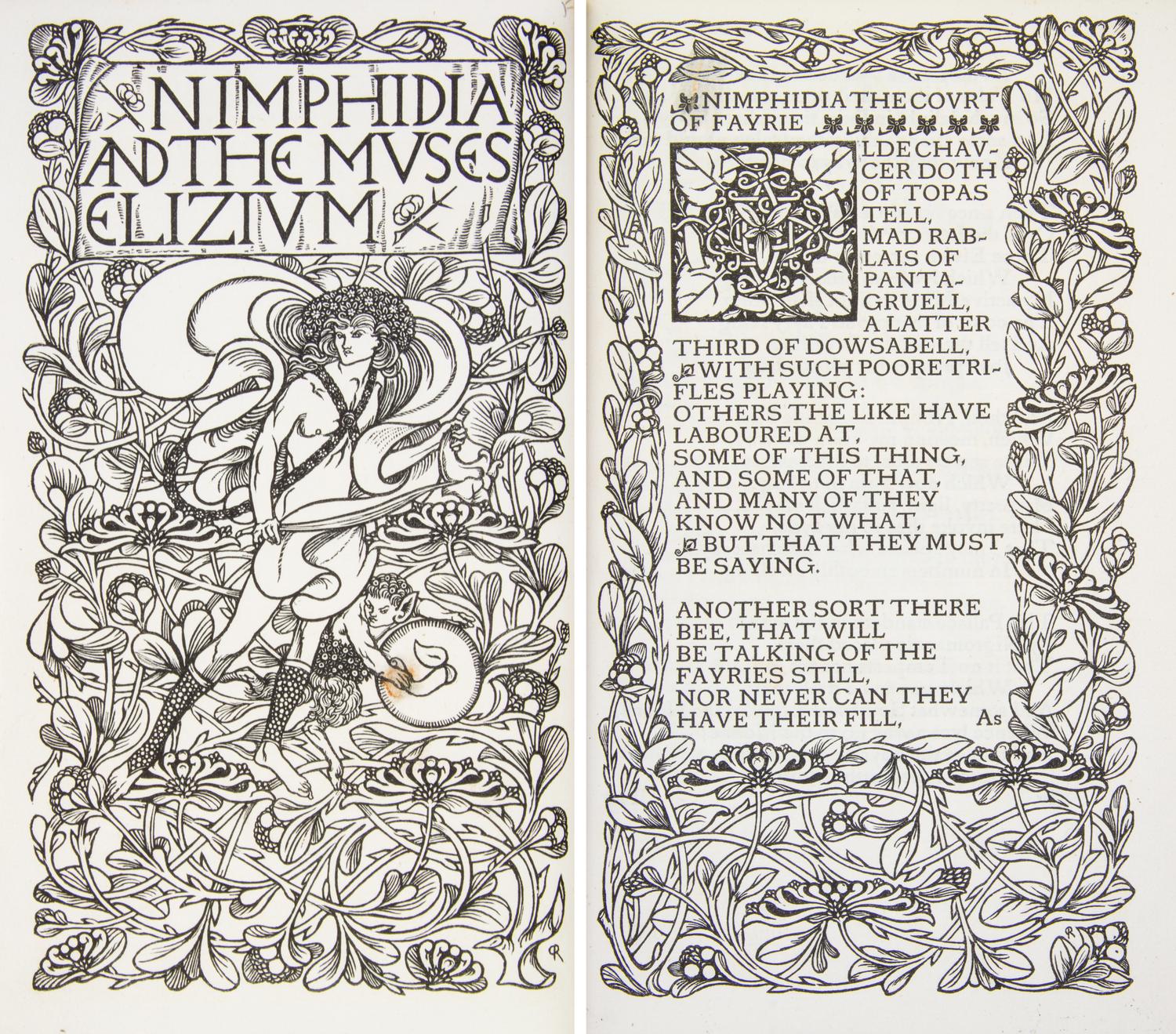(BINDINGS, ZAEHNSDORF) DRAYTON, MICHAEL. Nimphidia and the Muses Eizium. London, Ballantyne (for Vale Press), 1896.