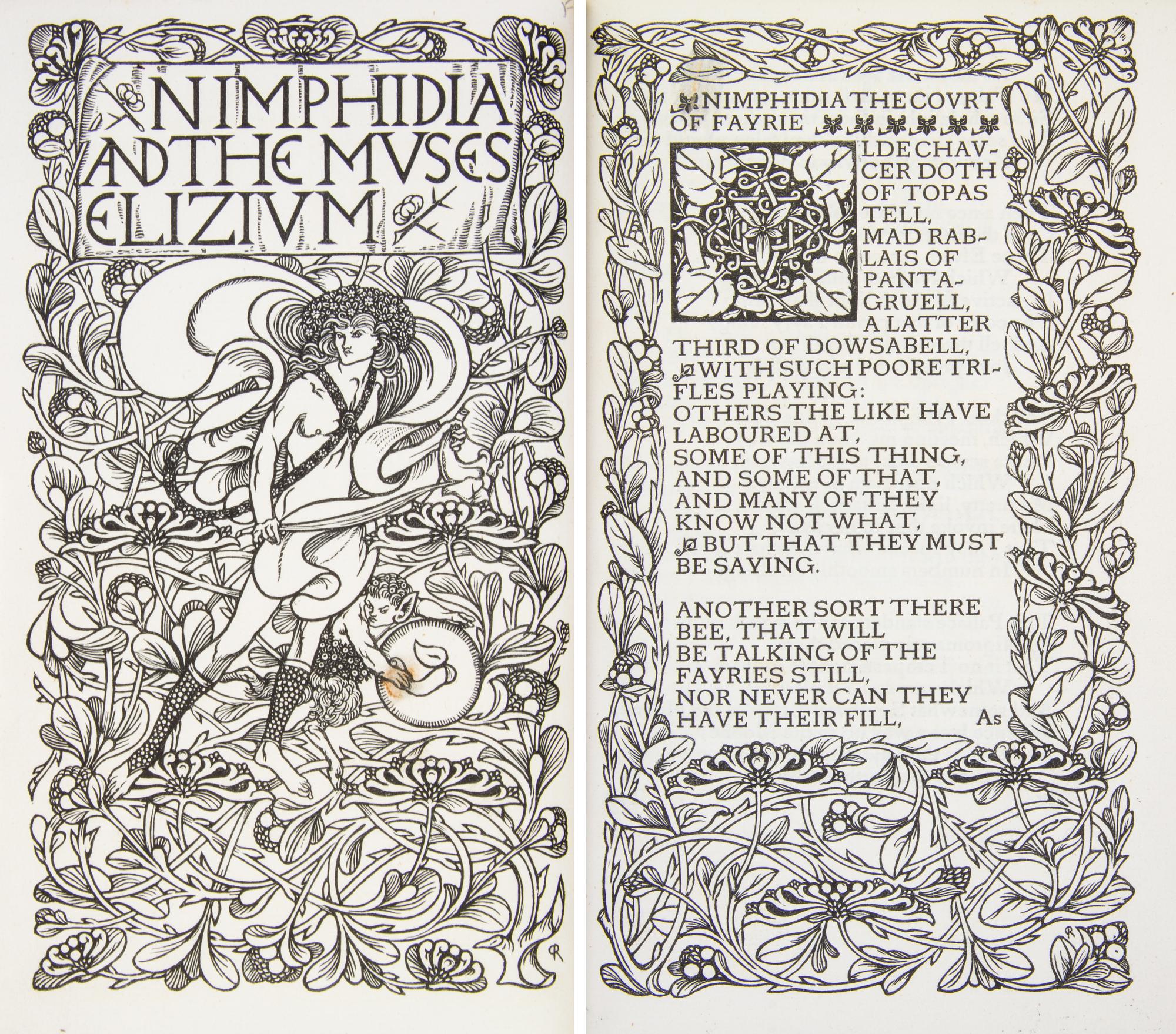 (BINDINGS, ZAEHNSDORF) DRAYTON, MICHAEL. Nimphidia and the Muses Eizium. London, Ballantyne (for Vale Press), 1896.