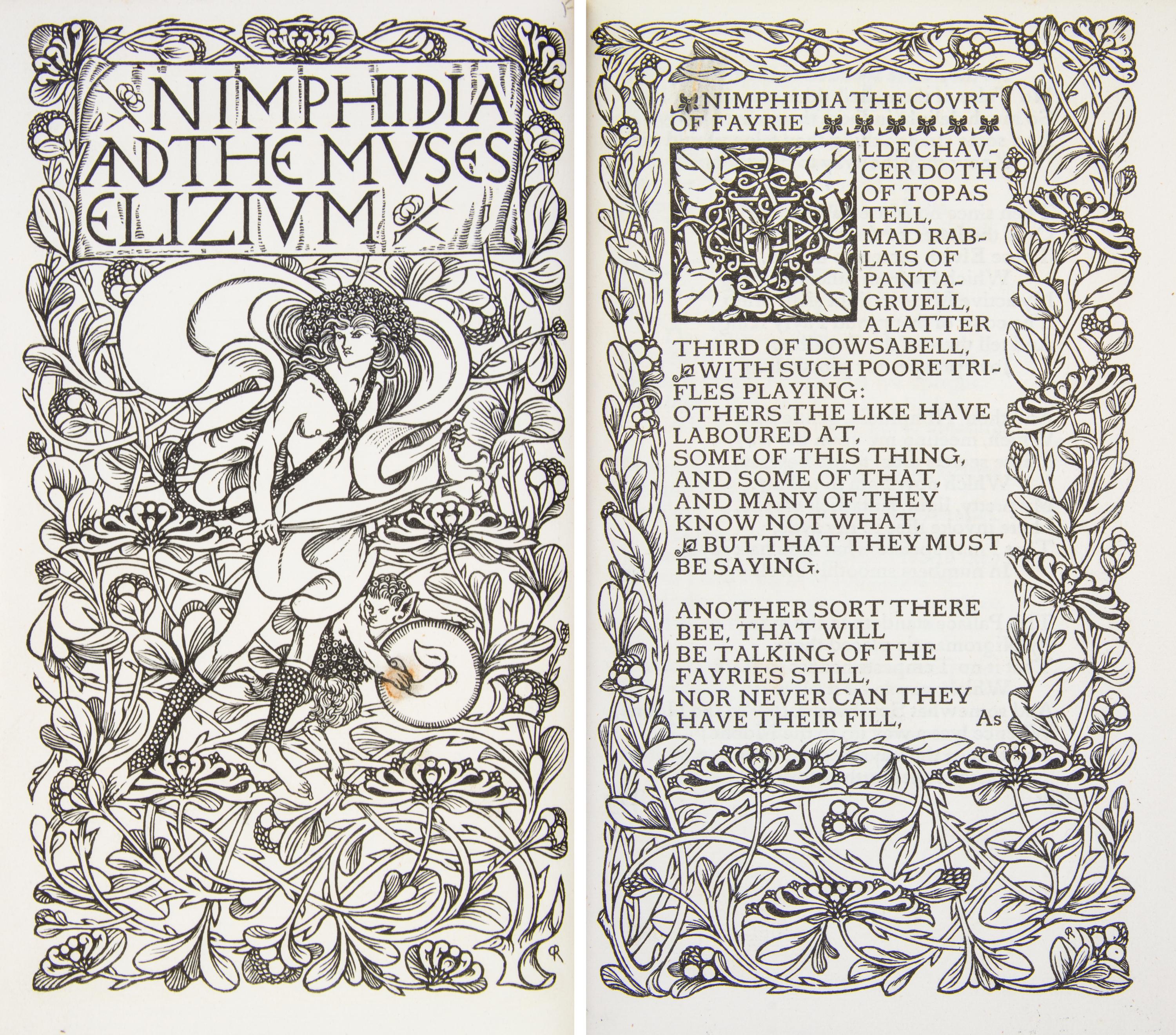 (BINDINGS, ZAEHNSDORF) DRAYTON, MICHAEL. Nimphidia and the Muses Eizium. London, Ballantyne (for Vale Press), 1896.