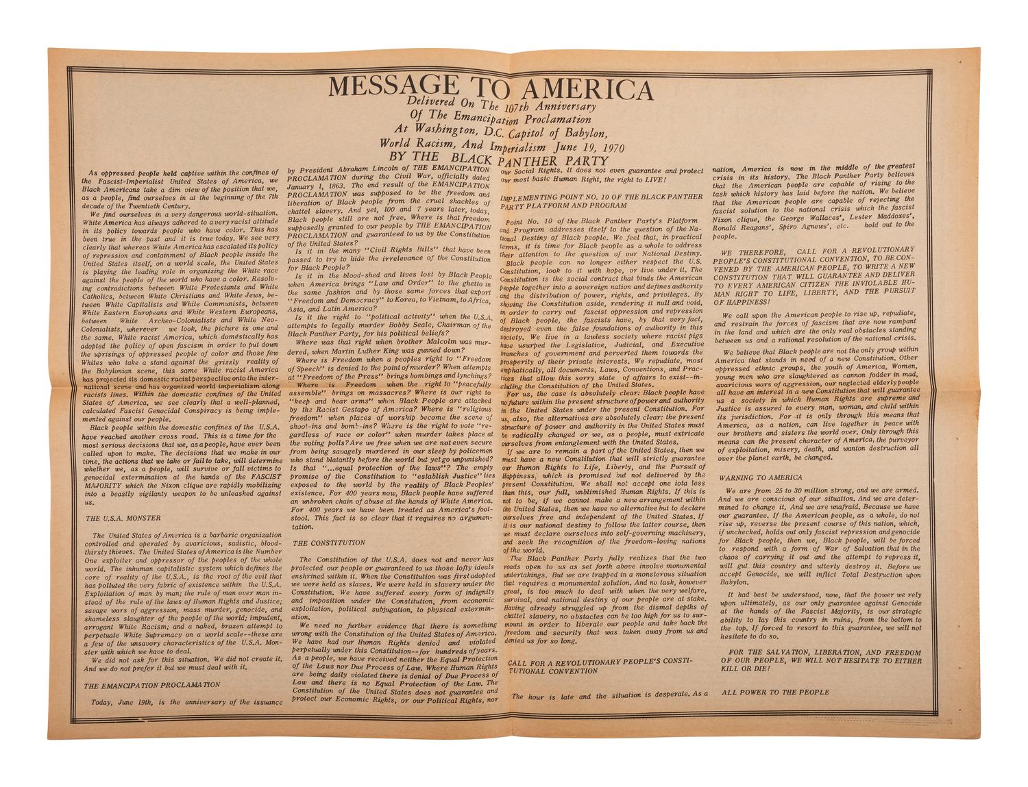[CIVIL RIGHTS]. A group of 9 pamphlets, circulars, and flyers involving Black activists, incl. Black Panther Party members.