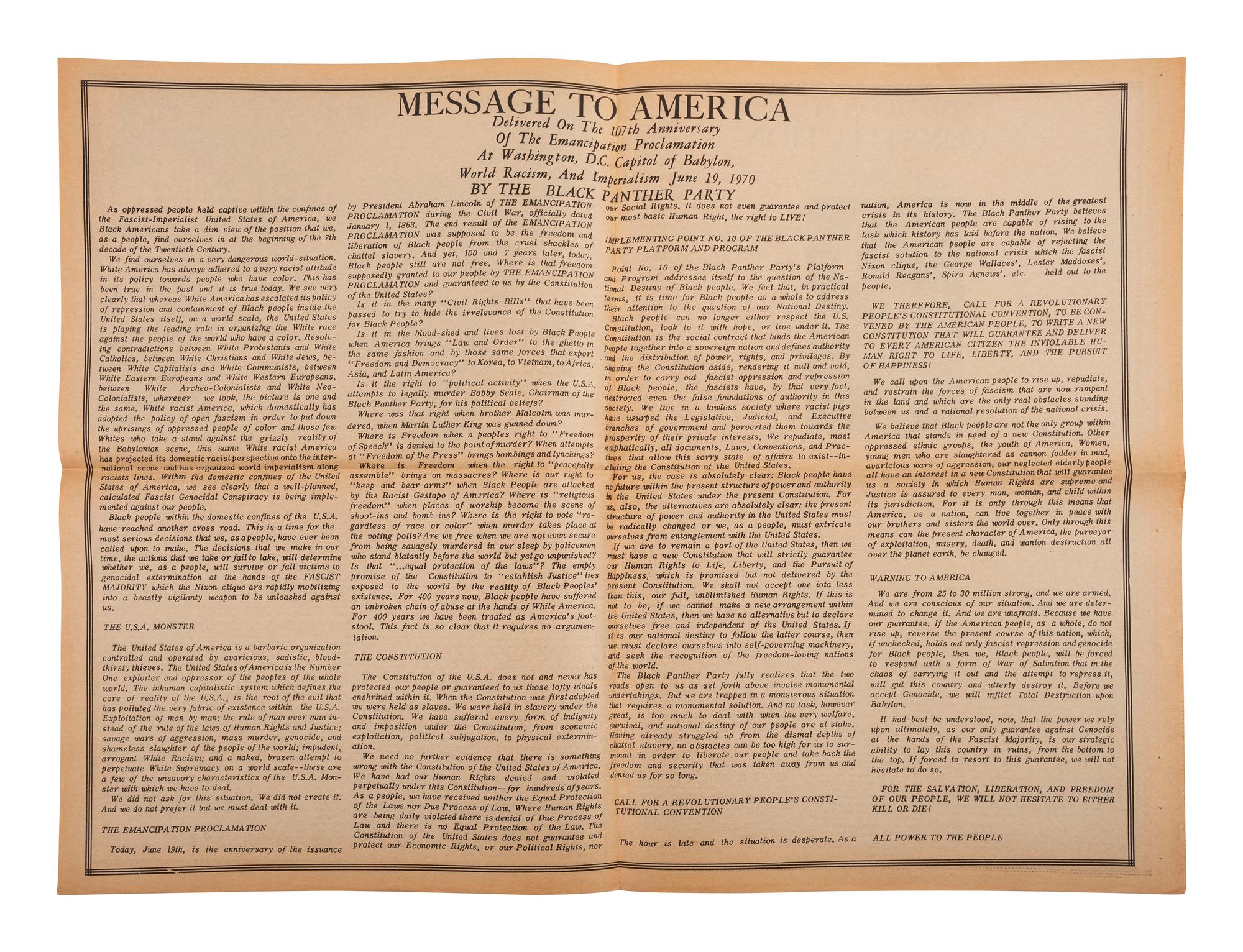 [CIVIL RIGHTS]. A group of 9 pamphlets, circulars, and flyers involving Black activists, incl. Black Panther Party members.